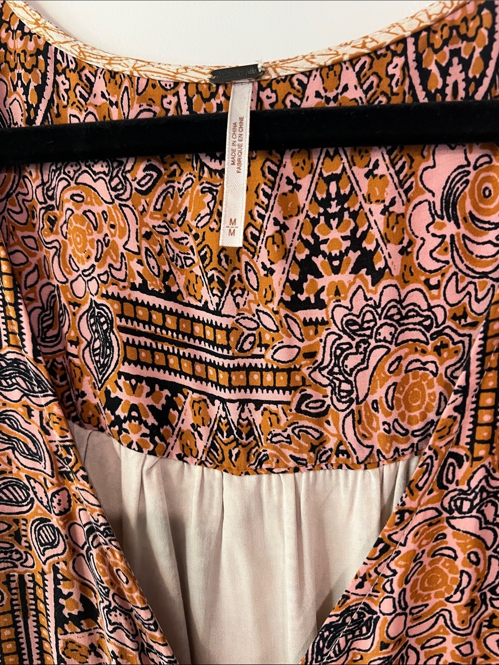 FREE PROPLE Boho Paisley Long Sleeve Maxi Dress in Brown and Cream - Picture 7 of 8